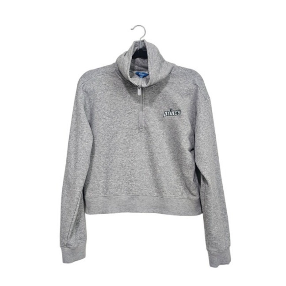 Prince Pickleball Women Medium Gray Quarter Zip Cropped Sweatshirt Athleisure ~